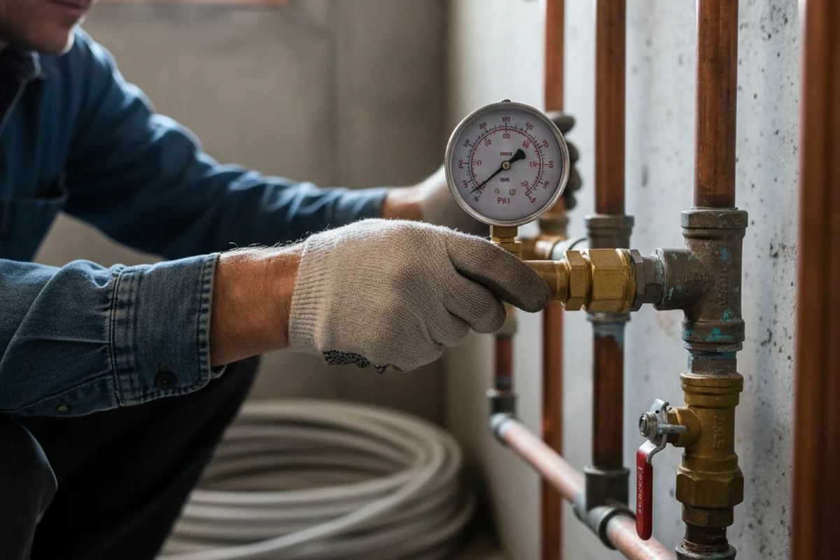 Pressure testing a repaired line during Water Line Repair in Seco